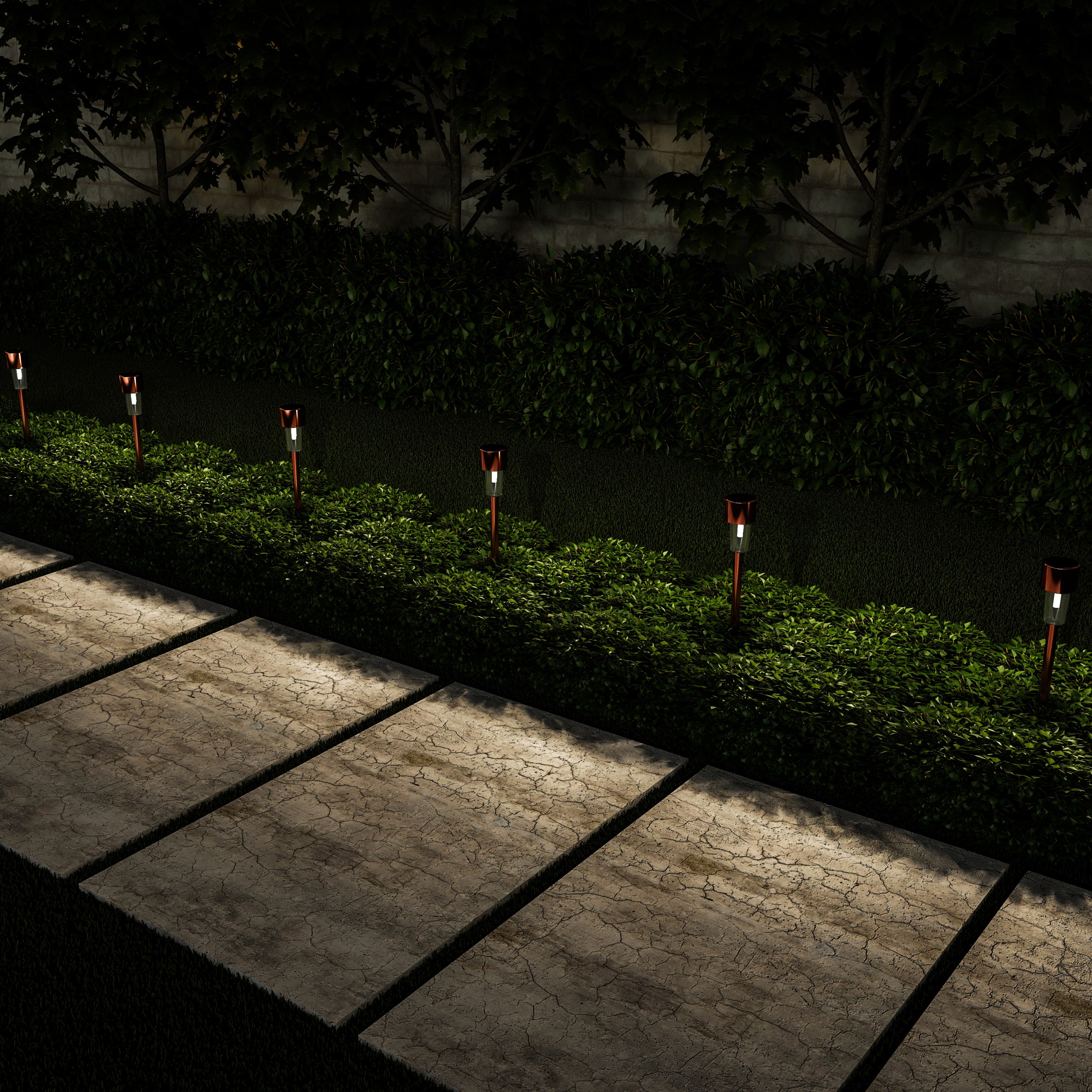 Pure Garden Stainless-Steel Outdoor LED Solar Lights 12-Pack (Bronze)