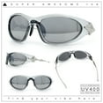 thumbnail image 2 of Y2K Oval Wrap Around Plastic Fancy Metal Arm Sunglasses Slate - Silver Mirror, 2 of 8
