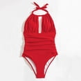 thumbnail image 4 of Sngxgn Swimsuit Women - Tummy Control Bathing Suits, Unique Design Criss Cross Back, Ruched Swimwear(Red,M), 4 of 4