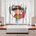 thumbnail image 2 of Ambesonne Asian Woman Kitchen Curtains, Funny Colorful Flowers, 55"x45", Multicolor, 2 of 3