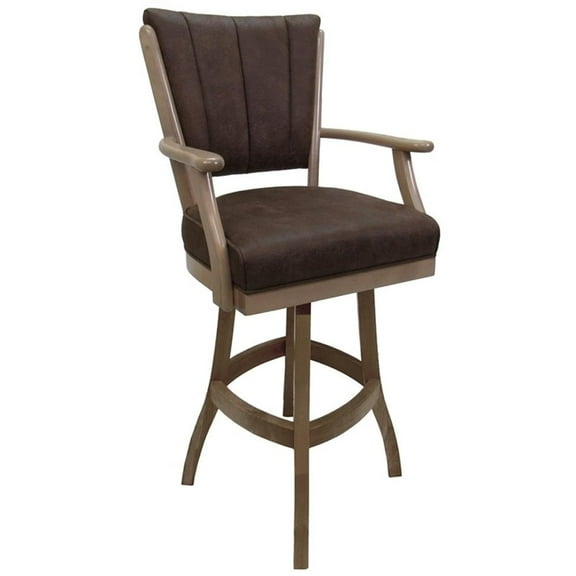 Classic Wood Swivel Counter 26" Stool Arms - NW Whiskey Brown Fabric - Whitewash