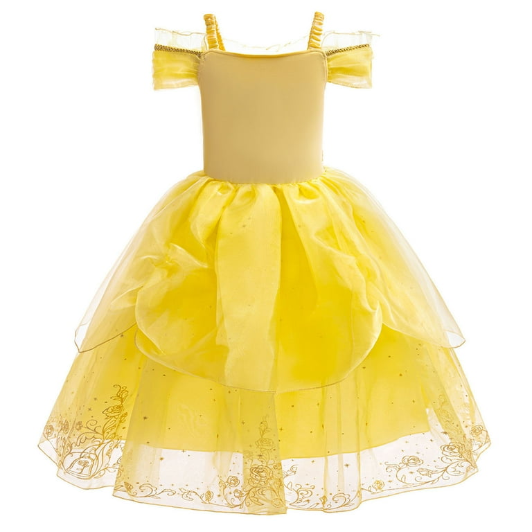 Girls Yellow Off Shoulder Princess Dress Halloween Cosplay Outfits with Accessories Girls Yellow Off Shoulder Princess Dress Halloween Cosplay Outfits with Accessories