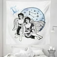 thumbnail image 1 of Zodiac Gemini Tapestry, Watercolor Backdrop and Constellation with the Twins and Harp, Fabric Wall Hanging Decor for Bedroom Living Room Dorm, 5 Sizes, Pale Blue White, by Ambesonne, 1 of 1