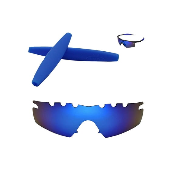Walleva Ice Blue Polarized Vented Replacement Lenses And Blue Earsocks For Oakley M Frame Strike Sunglasses
