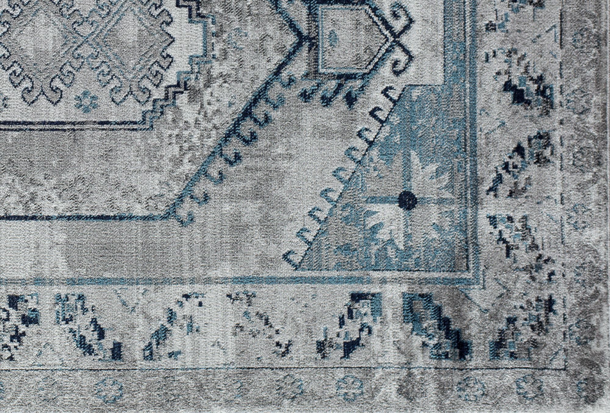 Freida FY10A Misty Blue Vintage Farmhouse Gray Area Rug, 8'x10'