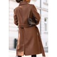 thumbnail image 3 of LinYooLi Women's Notch Lapel Wrap Coat Winter Casual Wool Blend Overcoat Mid-Length Coat with Blet, 3 of 4