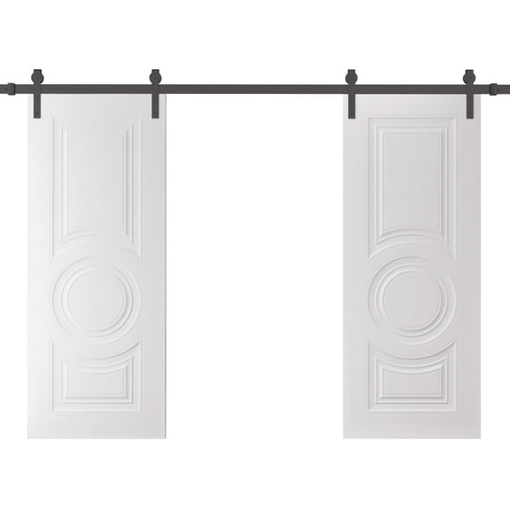 Double Barn Door 36 x 80 inches | SELECT 1089 White | 13FT Rail Track Set | Solid Panel Interior Doors
