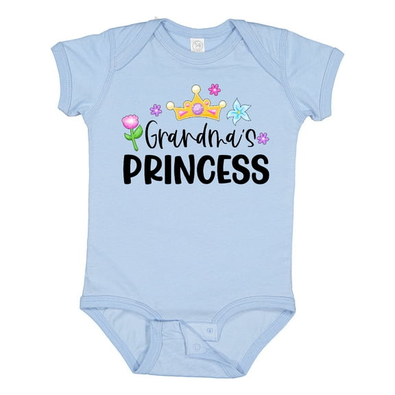 Inktastic Grandma's Princess Crown and Flowers Girls Baby Bodysuit