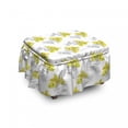 thumbnail image 1 of Floral Ottoman Cover, Lily Flowers Sketch Artwork, 2 Piece Slipcover Set with Ruffle Skirt for Square Round Cube Footstool Decorative Home Accent, Standard Size, Yellow Grey, by Ambesonne, 1 of 5