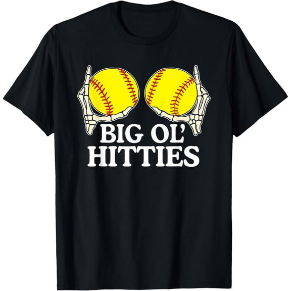 Velto Big Ol’ Hitties Softball, Skeleton Hands Softball T-Shirt All Size S-5XL