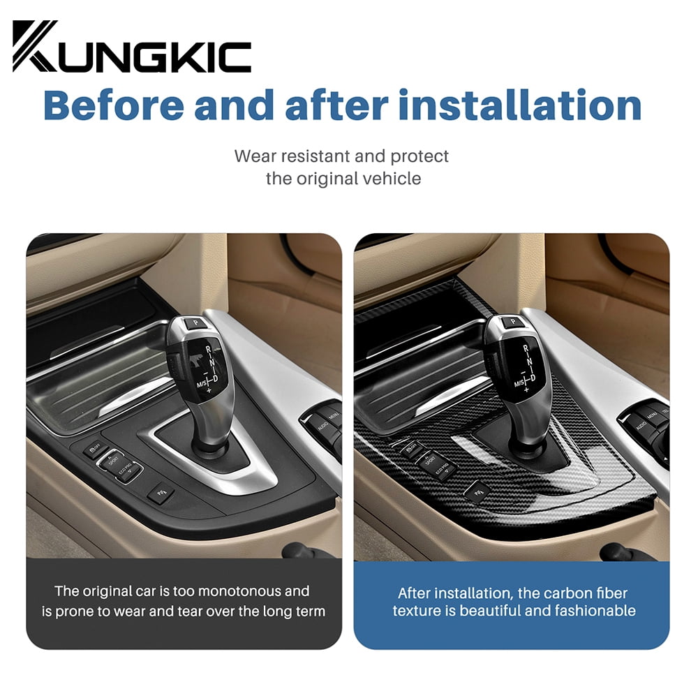 For 2013-2018 BMW F30 Gear Shift Panel Cover Left Hand Drive ABS Carbon Fiber Texture Car Interior Accessories, Black