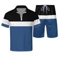 thumbnail image 5 of Cathalem Big and Tall Men 2 Piece Short Sets Outfits Summer Men's 2 Pieces Outfits T Shirt and Shorts Set Casual Athletic Suit Summer Tracksuits(Blue,XXXXL), 5 of 5