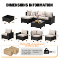 thumbnail image 3 of JOYURE 5 Pieces Patio Furniture set All-Weather Outdoor Wicker Sectional Conversation Sofa Rattan patio seating sofa with cushion and Glass Table and Ottoman for Porch Poolside,Beige, 3 of 8