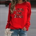 thumbnail image 2 of Love Like Jesus Sweatshirts for Women Valentines Sweatshirt Leopard Letter Long Sleeve Pullover Top, 2 of 8