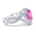 thumbnail image 2 of Pear Teardrop Engagement Ring Pink CZ 925 Sterling Silver Size 5, 2 of 3