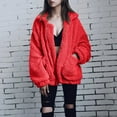 thumbnail image 3 of Ladies Loose Plush Long Sleeve Zipper Pullover Pocket Color Sweater Coat, 3 of 6