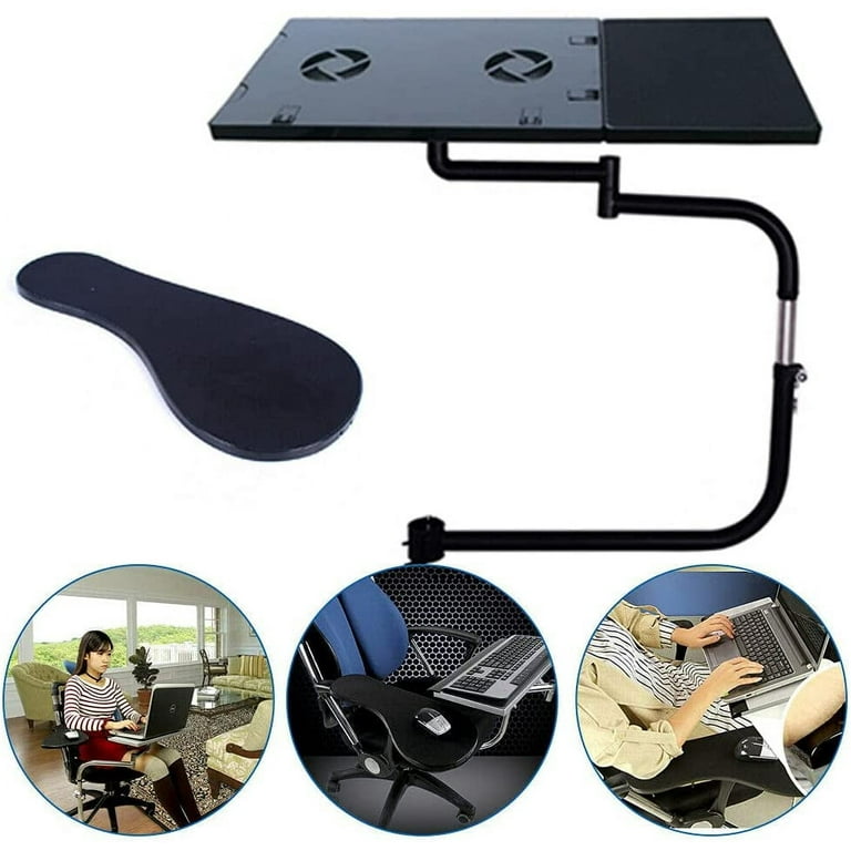 Oukaning Adjustable Keyboard Mount for Chair Mouse Pad Table Stand Arm Rest  Motion Chair Leg Clamping Keyboard Tray Holder 