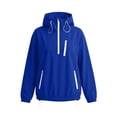 thumbnail image 7 of Tsivenald Women's Fashion Solid Color Long Sleeve Pocket Zipper Outdoor Waterproof Rain Jackets Windbreaker Coat, Blue S-2XL, 7 of 7