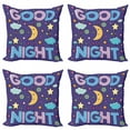 thumbnail image 1 of Saying Throw Pillow Cushion Case Pack of 4, Childish Sleeping Night Time Themed Illustration and Texting Layout, Modern Accent Double-Sided Print, 4 Sizes, Dark Indigo Multicolor, by Ambesonne, 1 of 2