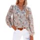 thumbnail image 1 of VISgogo, camiseta de gasa de manga larga para mujer, estampado Floral, jerséis casuales elegantes con cuello en V, Tops de oficina, ropa de calle VISgogo moda, 1 of 7
