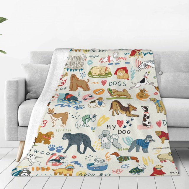 KLL Dogs Funny Pets Pattern Fleece Throw Blanket,Fleece Throw Blankets for Couch & Bed All Season Use-60"x50"