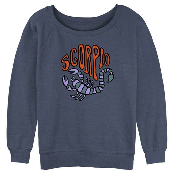 Junior's Lost Gods Zodiac Scorpio Art Symbol Sweatshirt Blue Heather Small