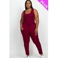 thumbnail image 5 of Ribbed Sleeveless Jumpsuit with Drawstring Waist in Plus Size, 5 of 11