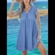thumbnail image 3 of Vestido Tipo Cárdigan de Corta con Cuello en V y Ribete de Encaje, Color Azul , Talla L, 3 of 6