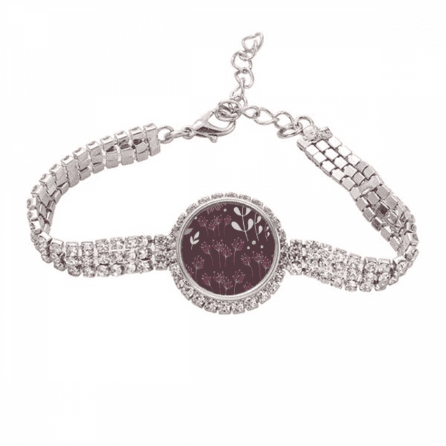 Planta de pintura oscura flor Pulsera de tobillera de cadena de tenis, joyería de diamantes