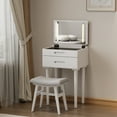 thumbnail image 4 of Muwuele Wood Small Vanity Desk with Flip Top Mirror,  Brightness Adjustable Lights, Makeup Vanity with Drawers, Dressing Table for Bedroom, White, 4 of 11