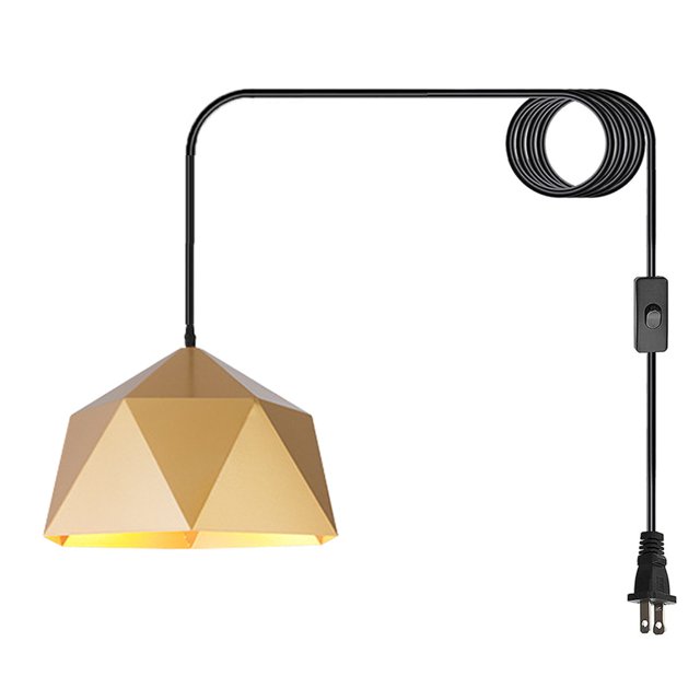 Plug In Ceiling Light Fixture Modern Minimalist Dining Room Kitchen Island Metal Gold Swag Lamp Plug In Hanging Lamp