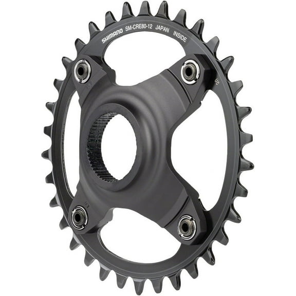 Shimano STEPS SM-CRE80-12-B Chainring - 34T Without Chainguard, 55mm Chainline, Black