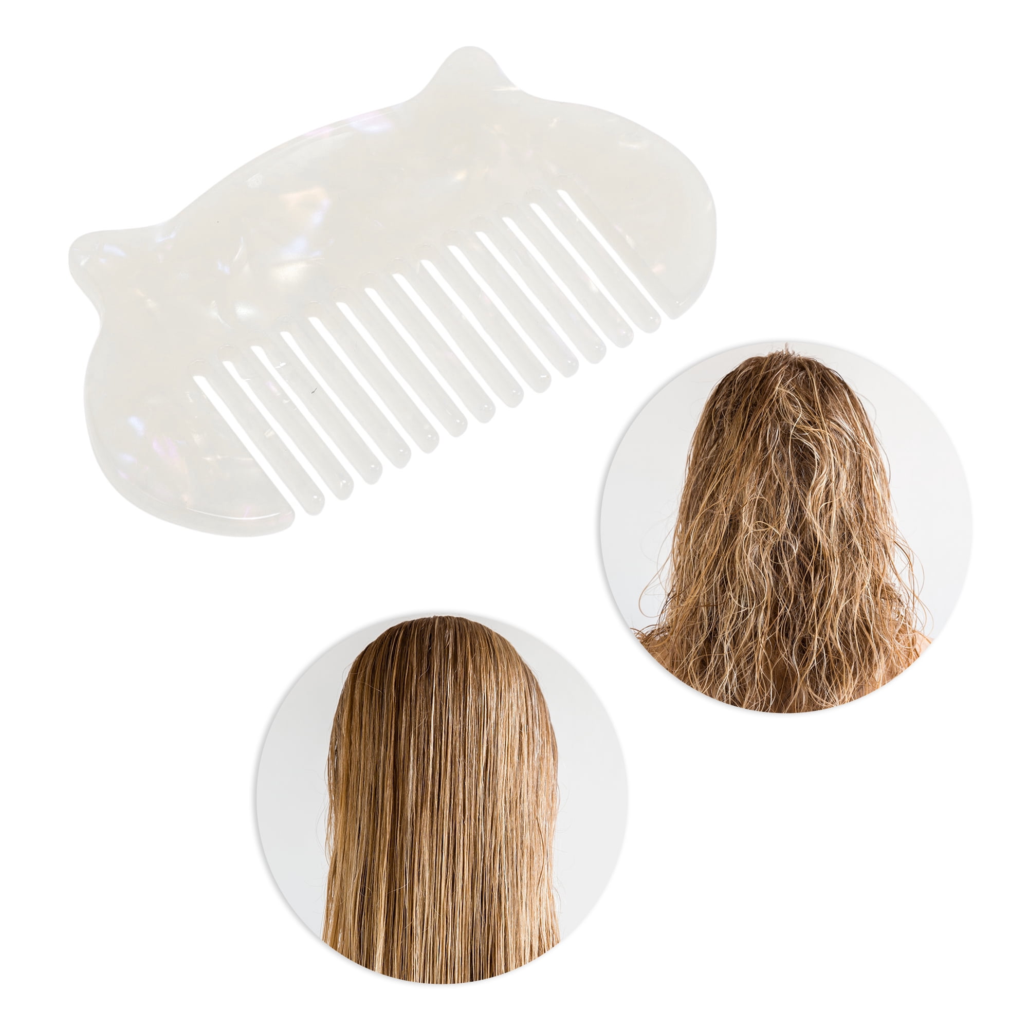 Unique Bargains 1 Pc Women Durable Cat Ear Hair Comb for All Hair Types White