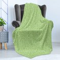 thumbnail image 4 of Lime Green Soft Flannel Fleece Throw Blanket, Triangles Geometry Modern Digital Pyramids Soft Graphic, Cozy Plush for Indoor and Outdoor Use, 60" x 80", Pale and Fern Green, by Ambesonne, 4 of 5