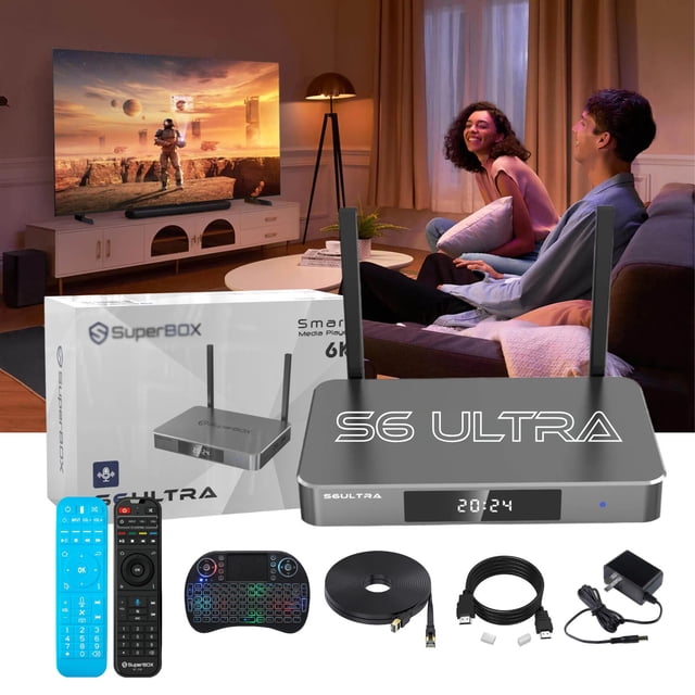 S6 Ultra SuperBox 6K/128GB Android Home Theater System Box Set 2026 with Wireless Voice Remote Control&Air Mouse