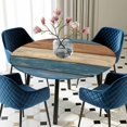 thumbnail image 5 of Elastic Fitted Round Tablecloth, Farmhouse Navy Blue Brown Waterproof Stretch Table Cover for 36"-44" Tables, Vintage Wooden Striped Washable Outdoor Tablecloths for Patio, Picnic, Camping, 5 of 9