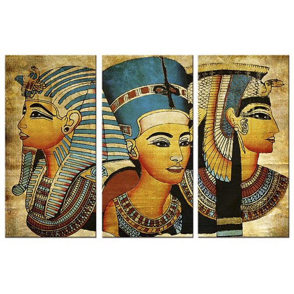 Startonight Canvas Decor Ancient Egypt USA Design for Home, Illuminated African Painting Modern Canvas Wall Art Framed Ready to Hang Set of 3 Total 47.2 X 70.86 inch