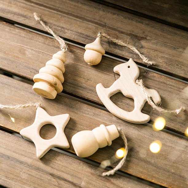Adornos Colgantes De Árbol De Navidad De Madera Con Cuerda Adornos De Navidad De Madera Colgante De Haya Artesanía Regalo Para Amigos Y Familiares Guardurnaity HA038722-00