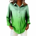 thumbnail image 6 of Breezora Women's Blouse Waffle Texture Button Down Long Sleeve Fall Shirt for Cozy Work and Camping Comfort L Size Green, 6 of 7