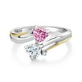 thumbnail image 2 of Gem Stone King 925 Silver and 10K Yellow Gold Ring Heart Shape Pink Moissanite Near Colorless (GH) (1.02 Cttw), 2 of 5