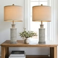 thumbnail image 3 of Oneach Farmhouse Table Lamps Set of 2 for Living Room Bedroom 24.5" Retro Nightstands Bedside Lamp Sets Resin, 3 of 10