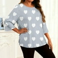 thumbnail image 4 of purcolt Womens Heart Print Oversized Tops Plus Size 3/4 Sleeve Crew Neck Graphic Tees Casual Loose Fit T Shirts, 4 of 7