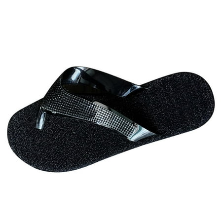 

Jsezml Womens Rhinestone Flip Flops Glitter Dress Flat Sandals Summer Fashion Slides Beach Vacation Thong Shoes