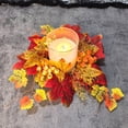 thumbnail image 6 of HHJZPR Artificial Maple Leaf Berry Candle Ring Wreath,9.84 Inch Fall Mini Wreath for Jar Candle Lantern Thanksgiving Harvest Table Decor, 6 of 6