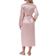 thumbnail image 3 of INSPIRE CHIC Womens Satin Robe Set 2 Pieces Nightgown Silky Soft Midi Camisole Sexy Pajama Sets Kimono Bridesmaid Robes 2XL Pink, 3 of 6