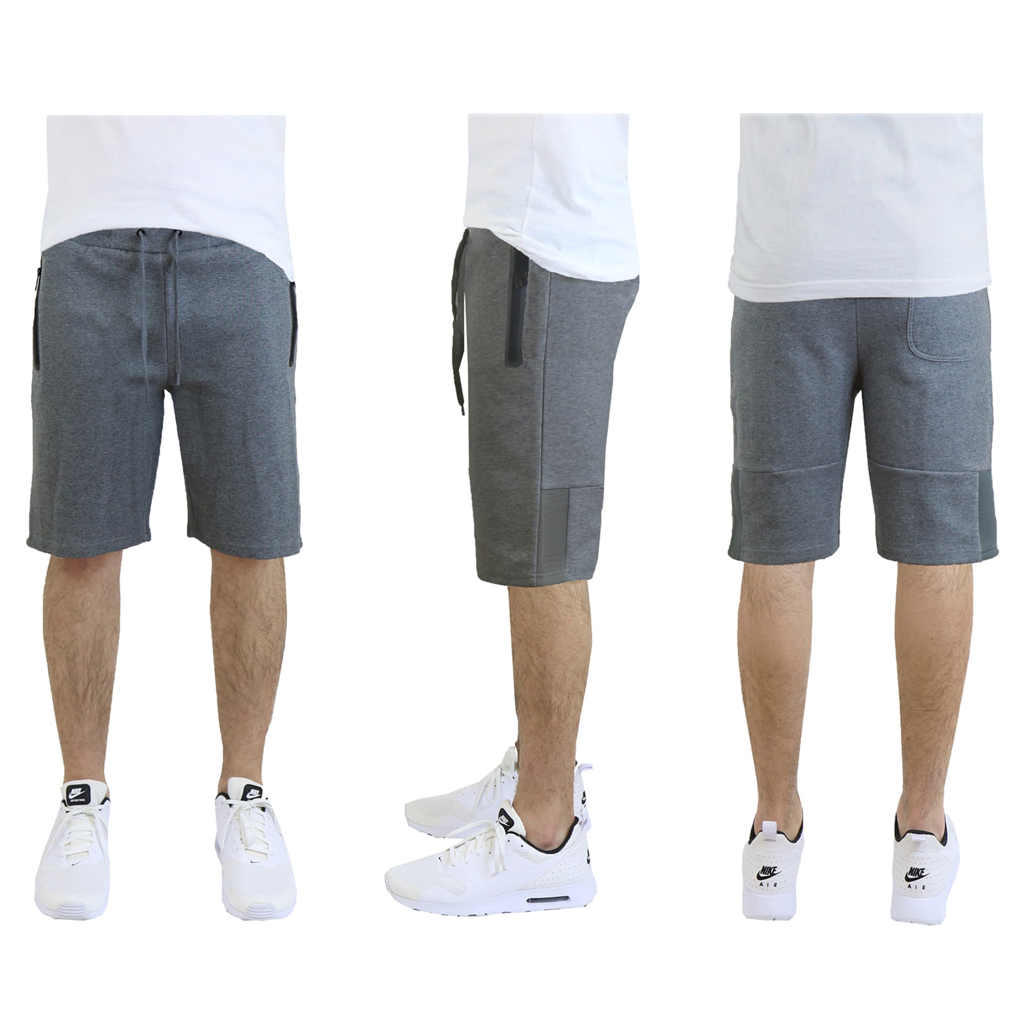 Mens Tech Fleece Shorts With Zipper Pockets & Mesh Trim - Walmart.com