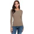 thumbnail image 2 of Women Long Sleeve Crew Neck/Scoop Neck Rayon Slim Fit Stretchy Layer T Shirts Tops, 2 of 4