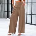 thumbnail image 5 of Yellow Womens Work Pants Business Casual, Wide Leg Pants for Women, Weekend Nylon Capris for Women Casual Summer, Women's Solid Color Casual Elastic Waist Pants Wide Leg Plus Size Loose, 5 of 6