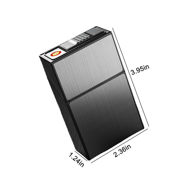 black cigarette lighter Cigarettes Lighter Cigarettes Case, Windproof Flameless USB Rechargeable  Lighter ,for Home Kitchen Cigarettes Lighter Cigarettes Case,Black