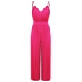 thumbnail image 6 of Lenpel Jumpsuits for Women Dressy Casual Sleeveless Spaghetti Strap V Neck Pleated Wide Leg Rompers Trendy Loose Overalls, 6 of 7